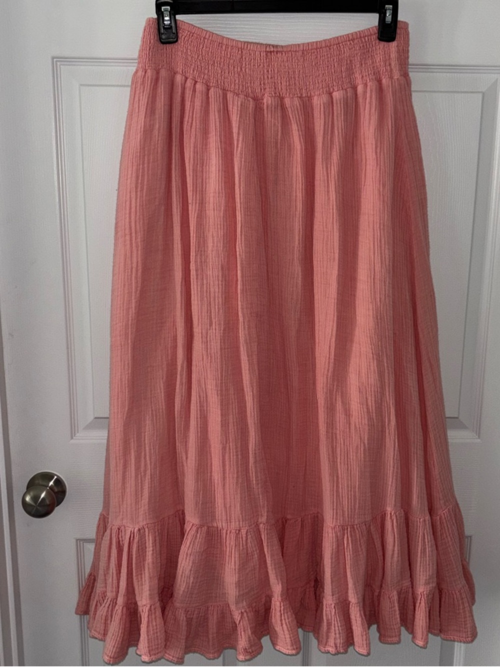 American Eagle Pink Tiered Cotton Maxi Skirt size L